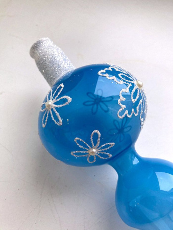 Верхушка стеклянная на елку, декорированная