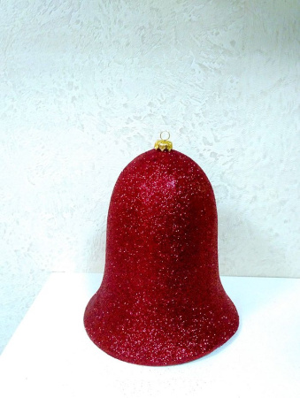 Украшение для больших ёлок "Колокольчик" парча красный, 25см