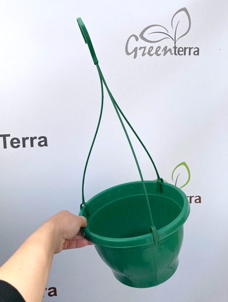 Кашпо подвесное, салатовое, ø 23см, высота 14см, объём 3.7л