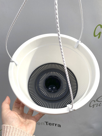 Кашпо Лира подвесное с дренажной вставкой, белое, ø 27см, высота 20.4см, объём 7л. [IK-7]