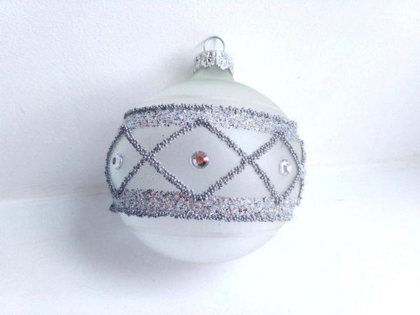 Шар елочный стекл. "Вязаный узор" 8см Шар елочный стекл. "Вязаный узор" 8см