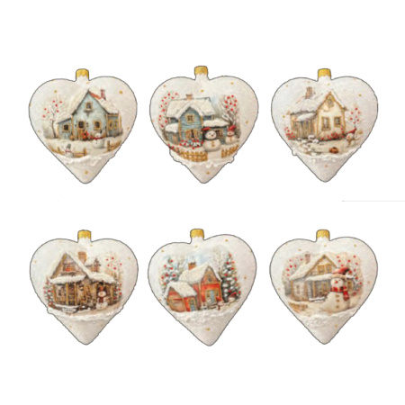 Игрушка елочная стекл. "Сердце" декупаж 12см [DQ10]