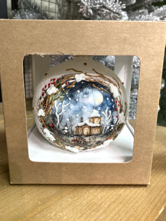 Шар елочный стекл. декупаж 10 см, [DQ6]