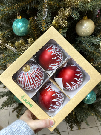 Набор шаров пластик. декор №13 разные цвета, 6см / 8см / 10см Шар пластиковый декорированный