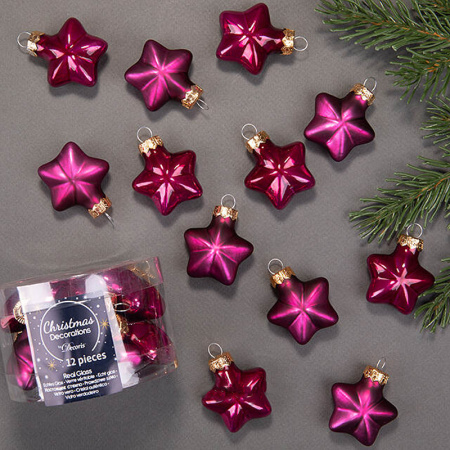 Набор стекл. елочных игрушек "Звезды" 4.5 см magnolia mix, 12 шт