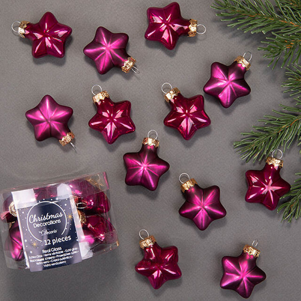 Набор стекл. елочных игрушек "Звезды" 4.5 см magnolia mix, 12 шт