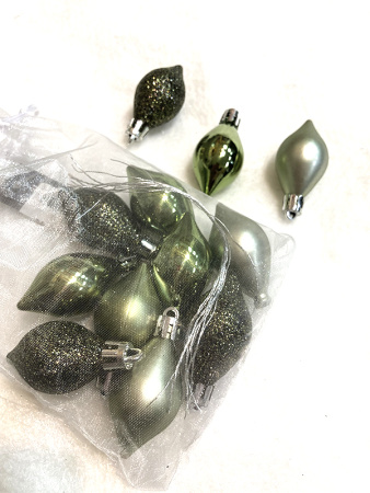 Набор стекл. елочных игрушек "Луковки Бурре" 5.5см зеленый, 12 шт [CAN226040-1]