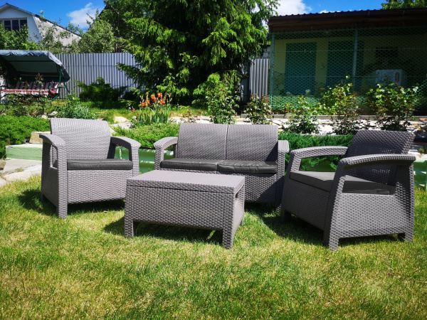 Комплект мебели из искусственного ротанга СORFU II SET, серый [233196]