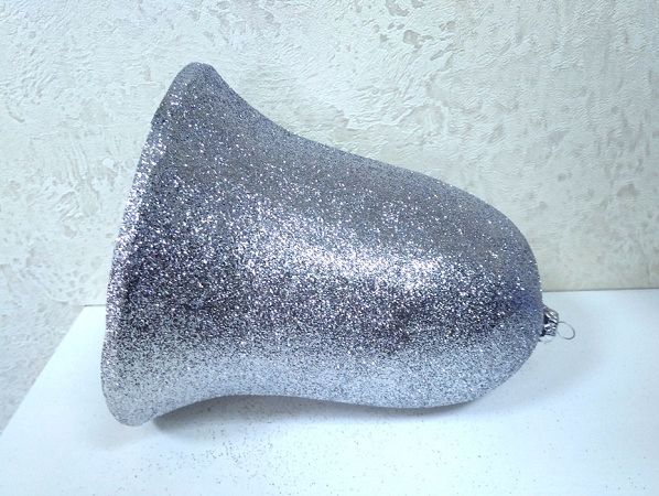 Украшение для больших ёлок "Колокольчик" парча серебро, 25см