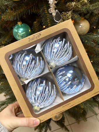 Набор шаров пластик. декор №13 разные цвета, 6см / 8см / 10см Шар пластиковый декорированный