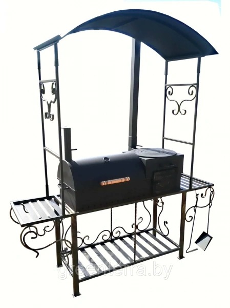 Кованый мангал-гриль с крышей "Алькасар"