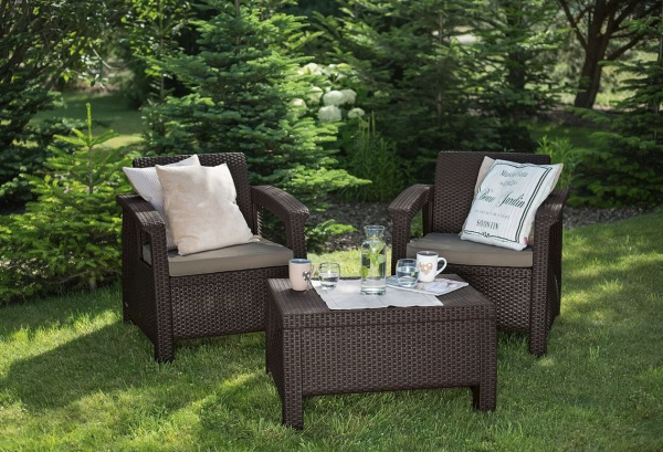 Комплект мебели из искусственного ротанга Corfu Weekend Set, коричневый [258953]