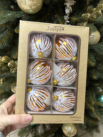 Набор шаров пластик. декор №13 разные цвета, 6см / 8см / 10см Шар пластиковый декорированный