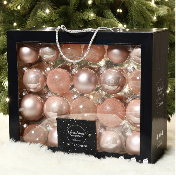 Набор шаров елочных стекл. Color Symphony: Розовый бутон,  5-7см, 42шт [9149255]