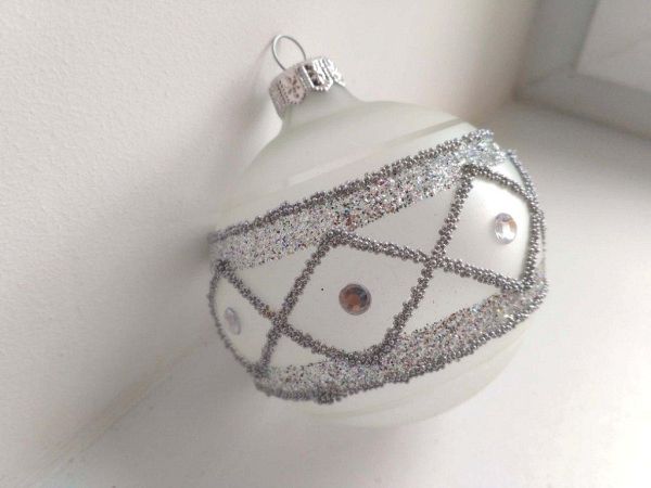 Шар елочный стекл. "Вязаный узор" 8см Шар елочный стекл. "Вязаный узор" 8см