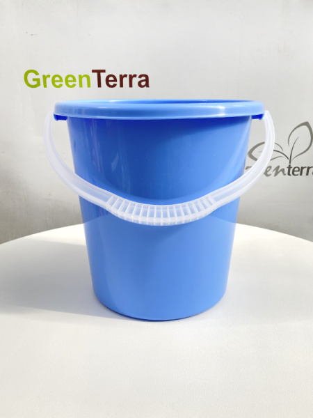 Ведро пластиковое с ручкой 10л, голубое