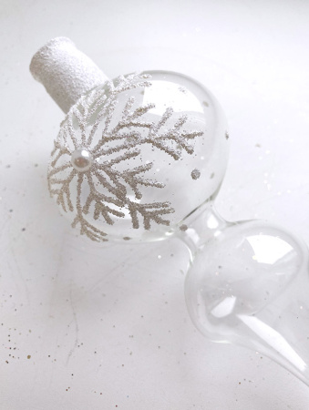 Верхушка стеклянная на елку, декорированная