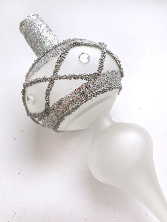 Верхушка стеклянная на елку, декорированная