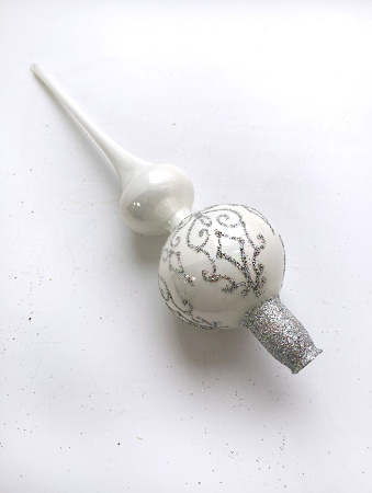 Верхушка стеклянная на елку, декорированная