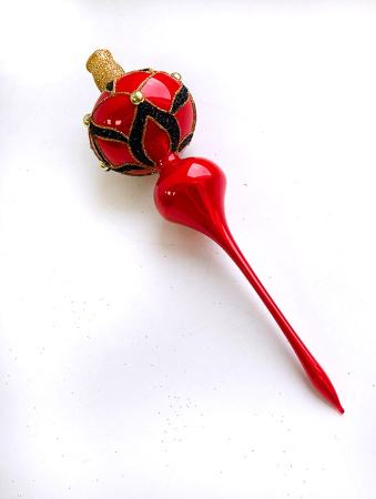 Верхушка стеклянная на елку, декорированная