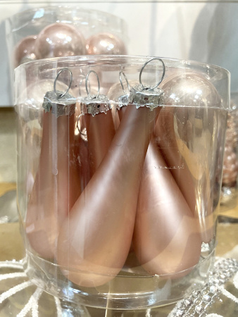 Набор стекл. елочных игрушек "Капля" 7.5 см розовый бутон mix, 12 шт