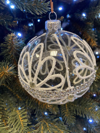 Шар елочный стекл. "Праздничный цветок" 6см