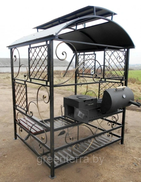 Кованый мангал-беседка с крышей "Верона" + гриль