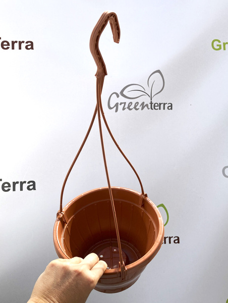 Кашпо подвесное, терракотовое, ø 21см, высота 13см, объём 2.5л.