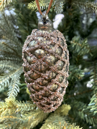 Игрушка елочная стекл. Шишка 10см [67221]