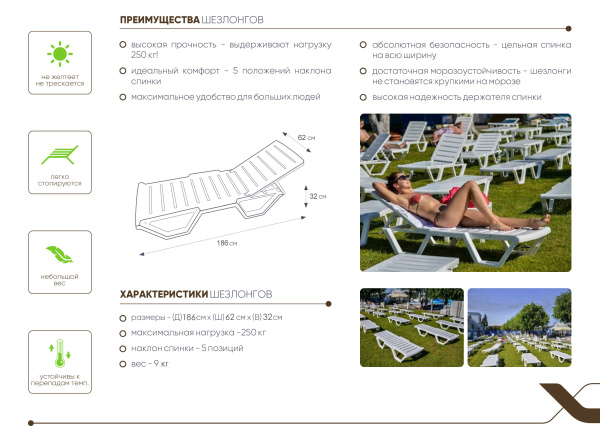 Лежак полимерный пляжный