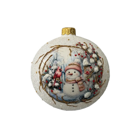 Шар елочный стекл. декупаж 10 см, [DQ3]