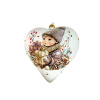 Игрушка елочная стекл. "Сердце" декупаж 12см [DQ12]