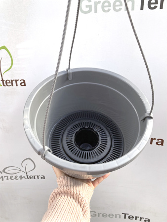 Кашпо Лира подвесное с дренажной вставкой, серый, ø 27см, высота 20.4см, объём 7л. [IK-7]