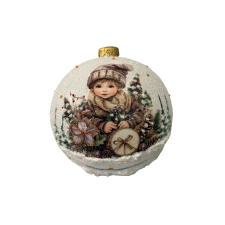 Шар елочный стекл. декупаж 12 см, [DQ2]