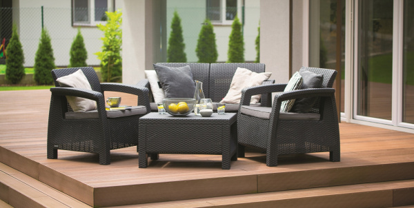 Комплект мебели из искусственного ротанга Keter Corfu Set, графит [223204]