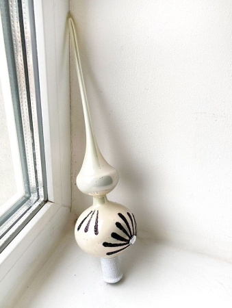 Верхушка стеклянная на елку, декорированная