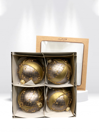 Набор шаров пластик. декор №6 разные цвета, 6см / 8см / 10см Шар пластиковый декорированный