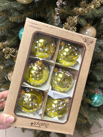 Набор шаров пластик. декор №8 разные цвета, 6см / 8см / 10см Шар пластиковый декорированный