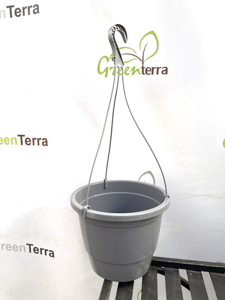 Кашпо Лира подвесное с дренажной вставкой, серый, ø 27см, высота 20.4см, объём 7л. [IK-7]