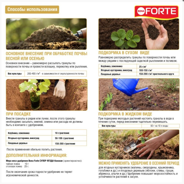 Удобрение Bona Forte Конское "СУПЕР Ягоды" с цеолитом и аминокислотами, 2 кг