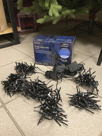 Светодиодная гирлянда "Мерцающий каскад" 2мх6шт, 480LED, 8 режимов, IP-44, цв.холод. белый [493469]