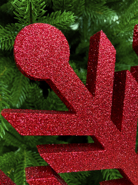 Украшение для больших ёлок снежинка "Снежинка Резная" 40см, парча красный