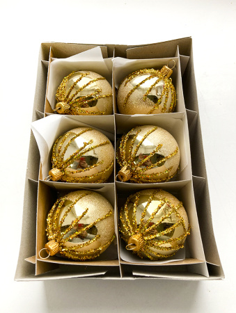 Набор шаров пластик. декор №10 разные цвета, 6см / 8см / 10см Шар пластиковый декорированный