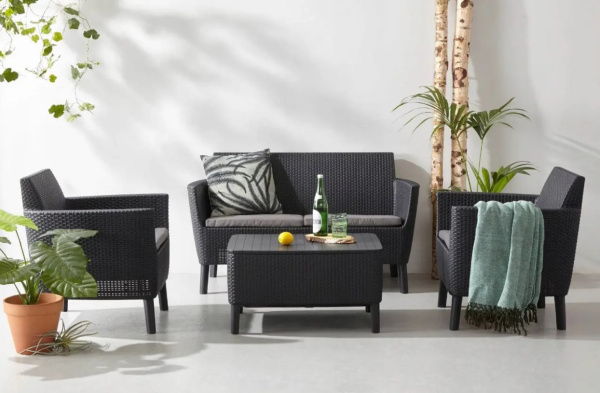 Комплект мебели из искусственного ротанга SALEMO 2-SOFA SET, графитовый [236629]