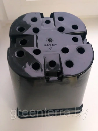 Горшок для рассады квадратный литой 5 л, 18.5*18.5*20 см (круглое дно)