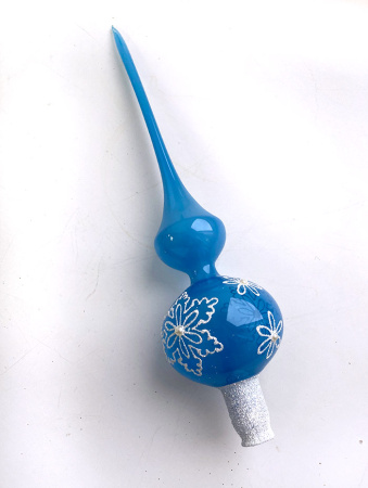 Верхушка стеклянная на елку, декорированная