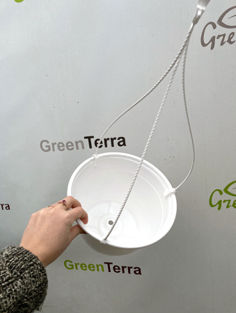 Кашпо подвесное, белое, ø 22см, высота 15см, объём 3.5л. формованное