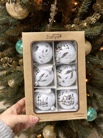 Набор шаров пластик. декор №7 разные цвета, 6см /  8см / 10см Шар пластиковый декорированный