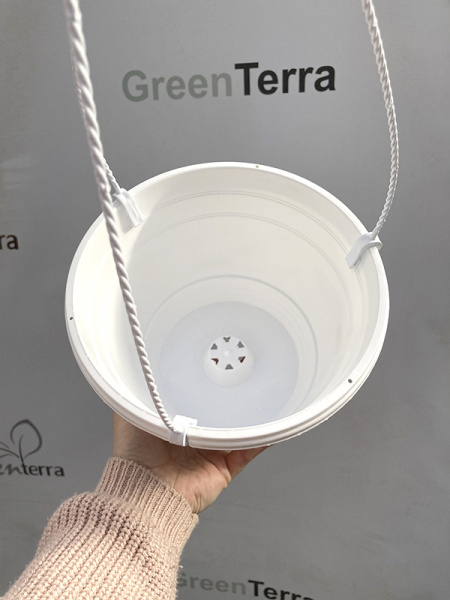 Кашпо подвесное, белое, ø 20см, высота 13.4см, объём 2.5л.