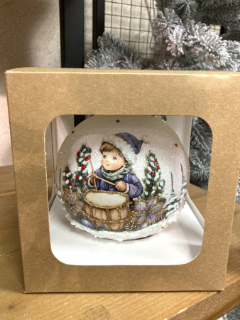 Шар елочный стекл. декупаж 12 см, [DQ2]